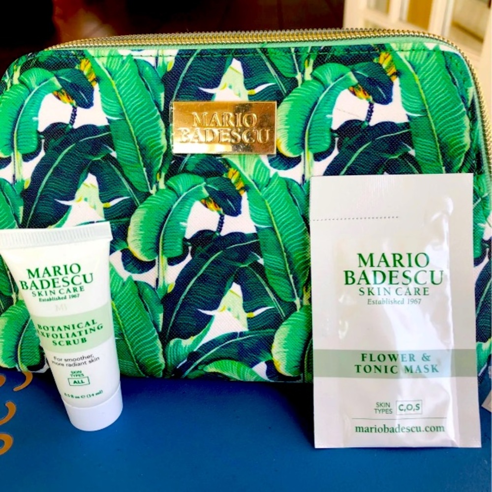 Mario Badesco Palm Leaves Print Cosmetic Bag +